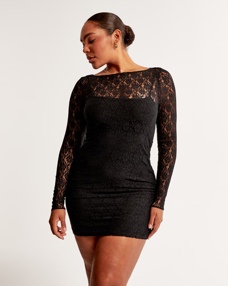 Women's Long-Sleeve Lace Mini Dress | Women's New Arrivals | Abercrombie.com | Abercrombie & Fitch (US)