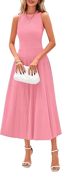 PRETTYGARDEN Spring Casual Dresses for Women 2026 Summer Business Work Midi Sleeveless A Line Ple... | Amazon (US)