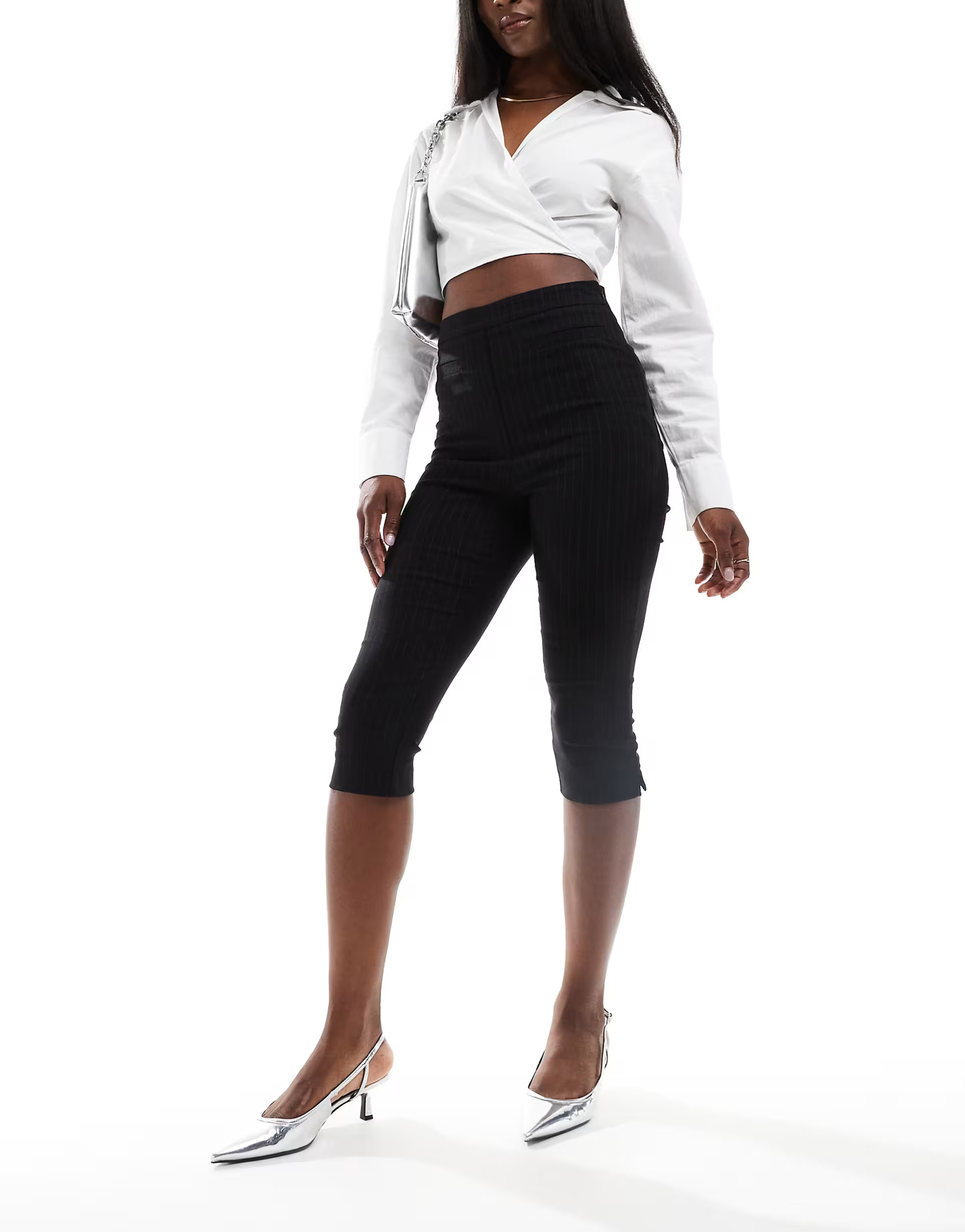 ASOS DESIGN bengaline pedal pusher in mono stripe | ASOS (Global)