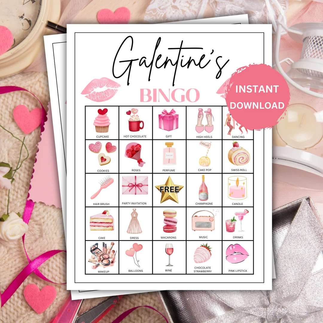 Printable 30 Galentine's Bingo Day Game, Galentine's Game Activity, Adult & Kids Games, Valentine... | Etsy (US)