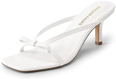 DREAM PAIRS Women's Bow Heels – Kitten Heel Mule Sandals, Square Toe Strappy Slip On Dress Heel... | Amazon (US)