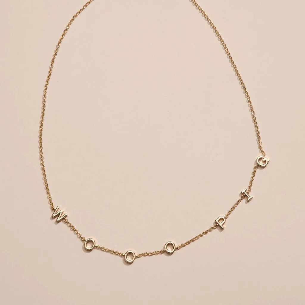 University of Arkansas "WOOO PIG" Initial Necklace | Nickel and Suede