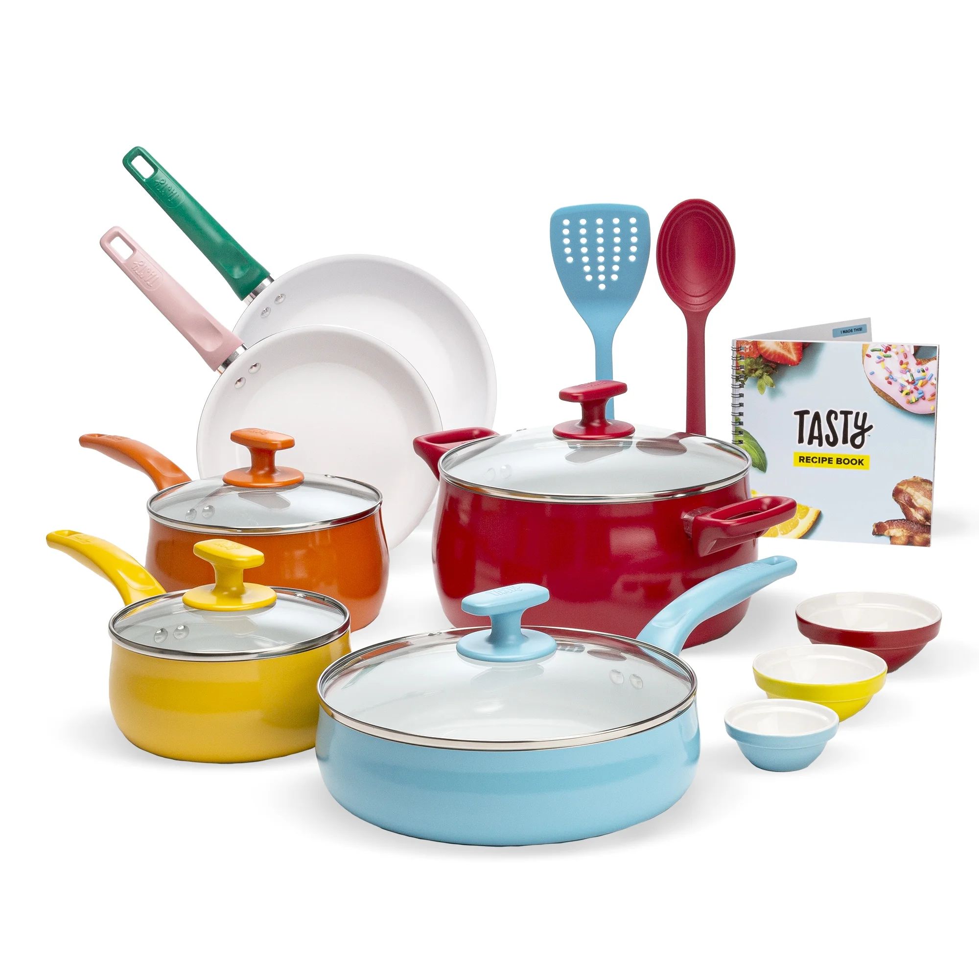 Tasty Ceramic Titanium-Reinforced Non-Stick  Cookware Set, Multicolor, 16 Piece - Walmart.com | Walmart (US)