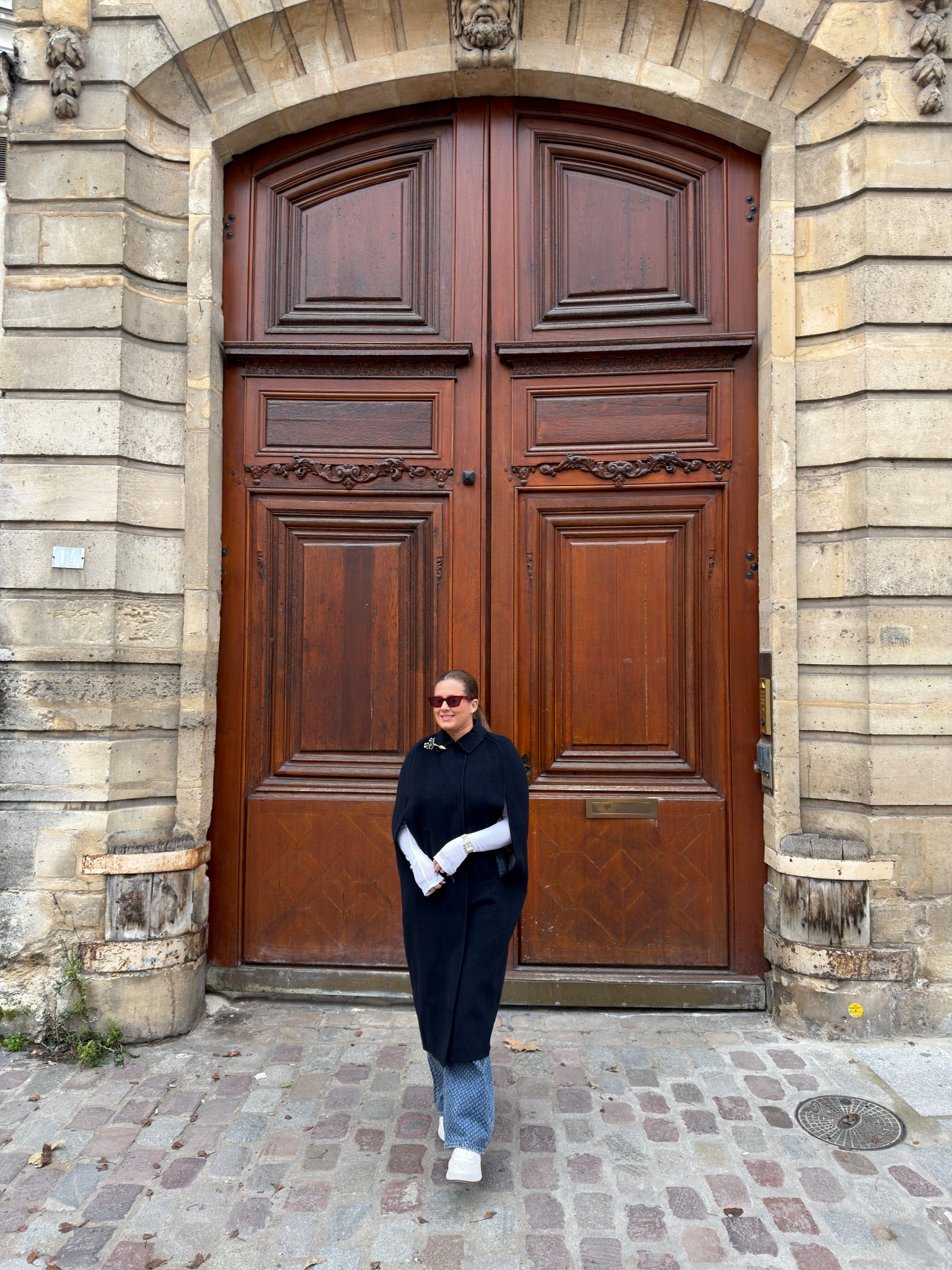 Zara blue navy long wool cape coat
Target sneakers, white black wedge sneakers
Brooch from Zara
Gucci sunglasses
Rag and bone Logan texturized, long denim jeans

#LTKGiftGuide #LTKgrwm #LTKHoliday