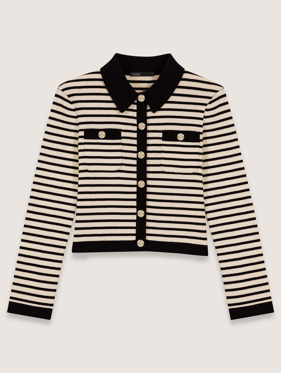 Cropped rib knit cardigan | Maje US | Maje US