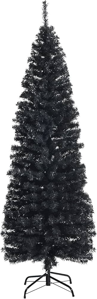 Goplus 6ft Black Pencil Christmas Tree, Artificial Slim Halloween Tree w/ 520 Branch Tips & Metal... | Amazon (CA)