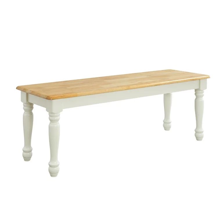 Better Homes & Gardens Autumn Lane Farmhouse Solid Wood Dining Bench, White and Natural Finish | Walmart (US)