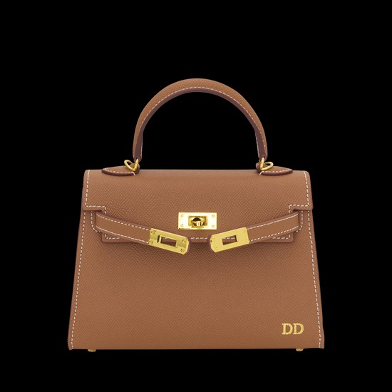 Lily & Bean Hettie Mini Bag - Tan with Initials & fabric Patterned Str | Lily and Bean