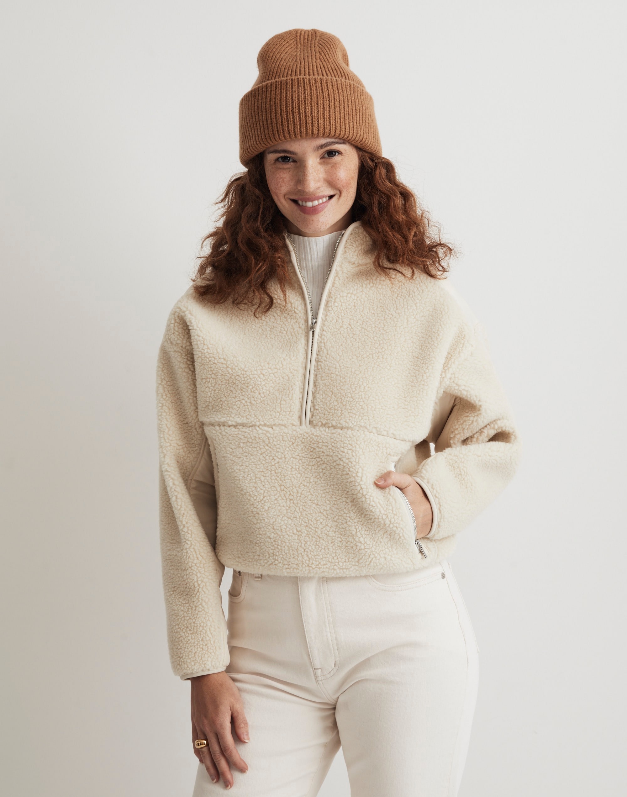 Faux Shearling Half-Zip Pullover | Madewell