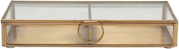 Creative Co-Op Brass & Glass Display Storage Box, Brass | Amazon (US)