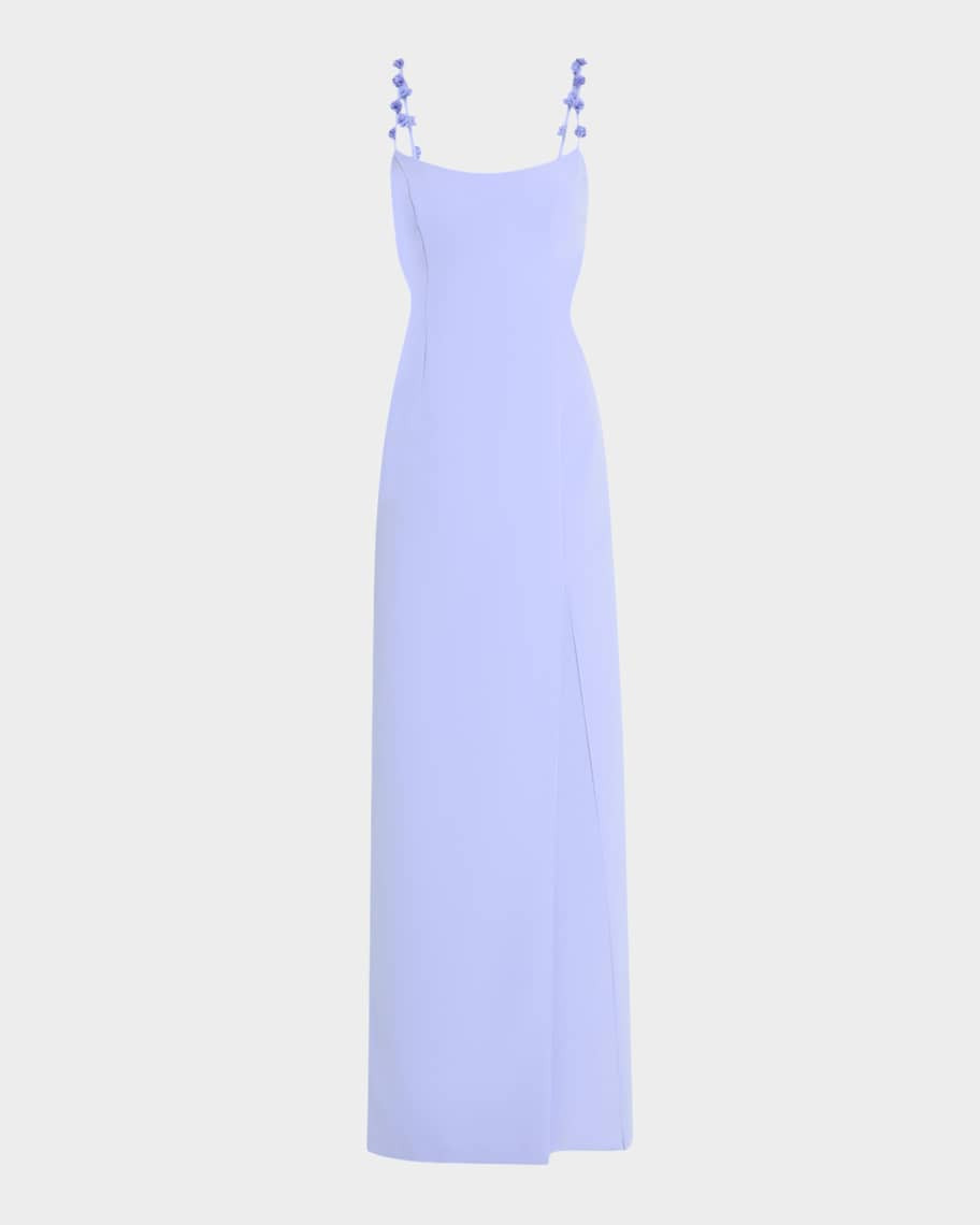 Liv Foster Emma Cutout Floral Applique Column Gown | Neiman Marcus