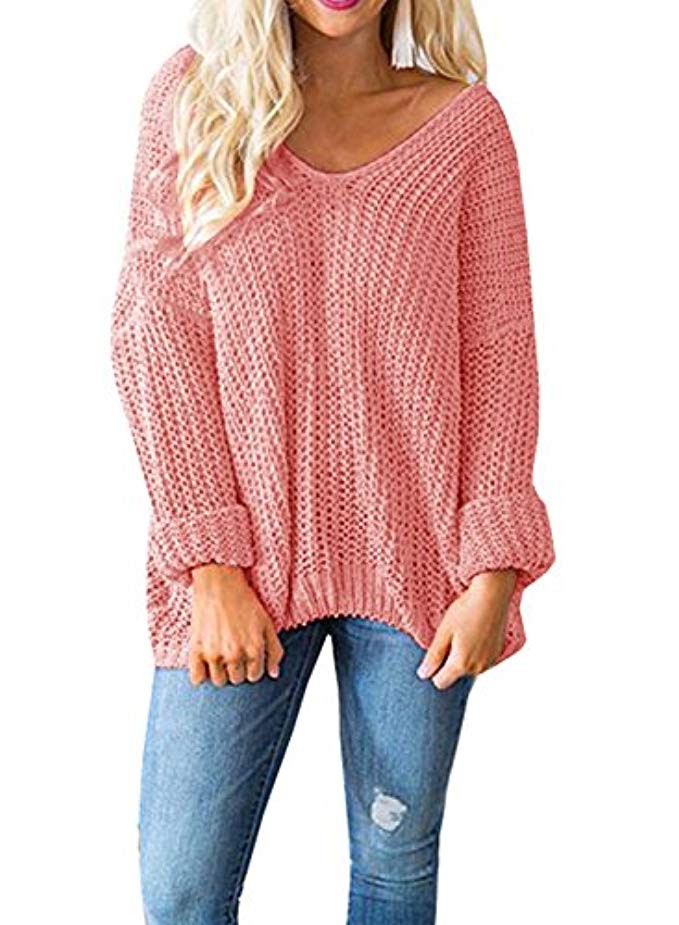 Nutashafeel Womens Off Shoulder Sweaters Long Sleeve Oversized Knitted Pullovers Tops | Amazon (US)