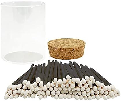 2" Black Stick White Tip Matches in a Glass Bottle | 100+ Artisan Safety Tuxedo Style Matchsticks in | Amazon (US)