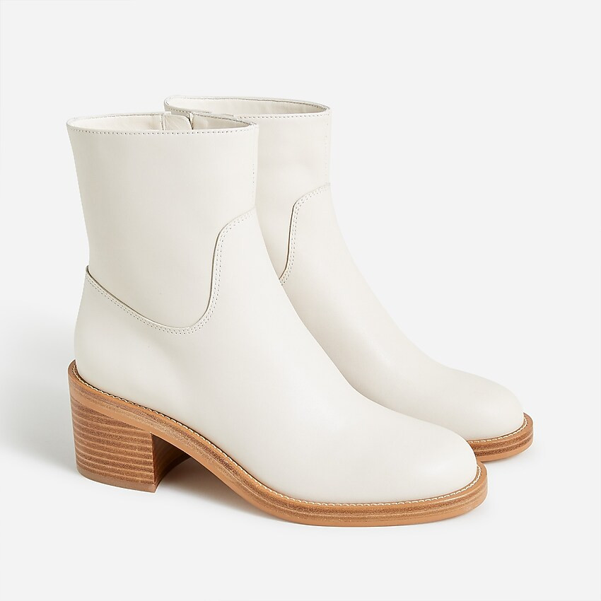 Stacked-heel ankle boots in leather | J. Crew US