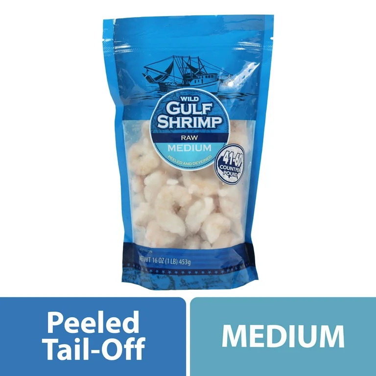Frozen Wild Gulf Medium 41-60 Raw Shrimp, Peeled and Deveined, 16 oz Bag - Walmart.com | Walmart (US)