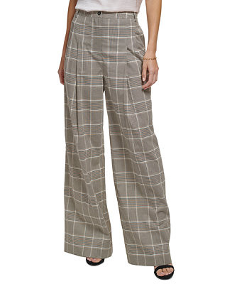 Petite Plaid-Print Wide-Leg Essex Pants | Macy's