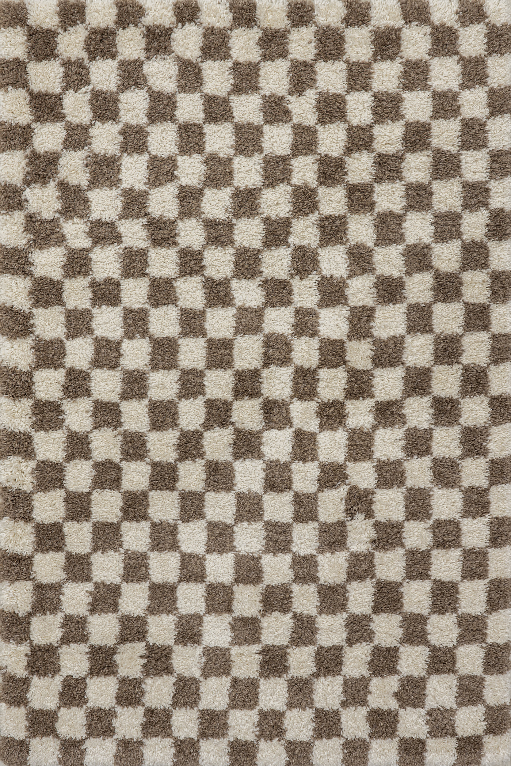 Beige Bettie Retro Checkered Shag 5' 3"" x 7' 6"" rug | Rugs USA