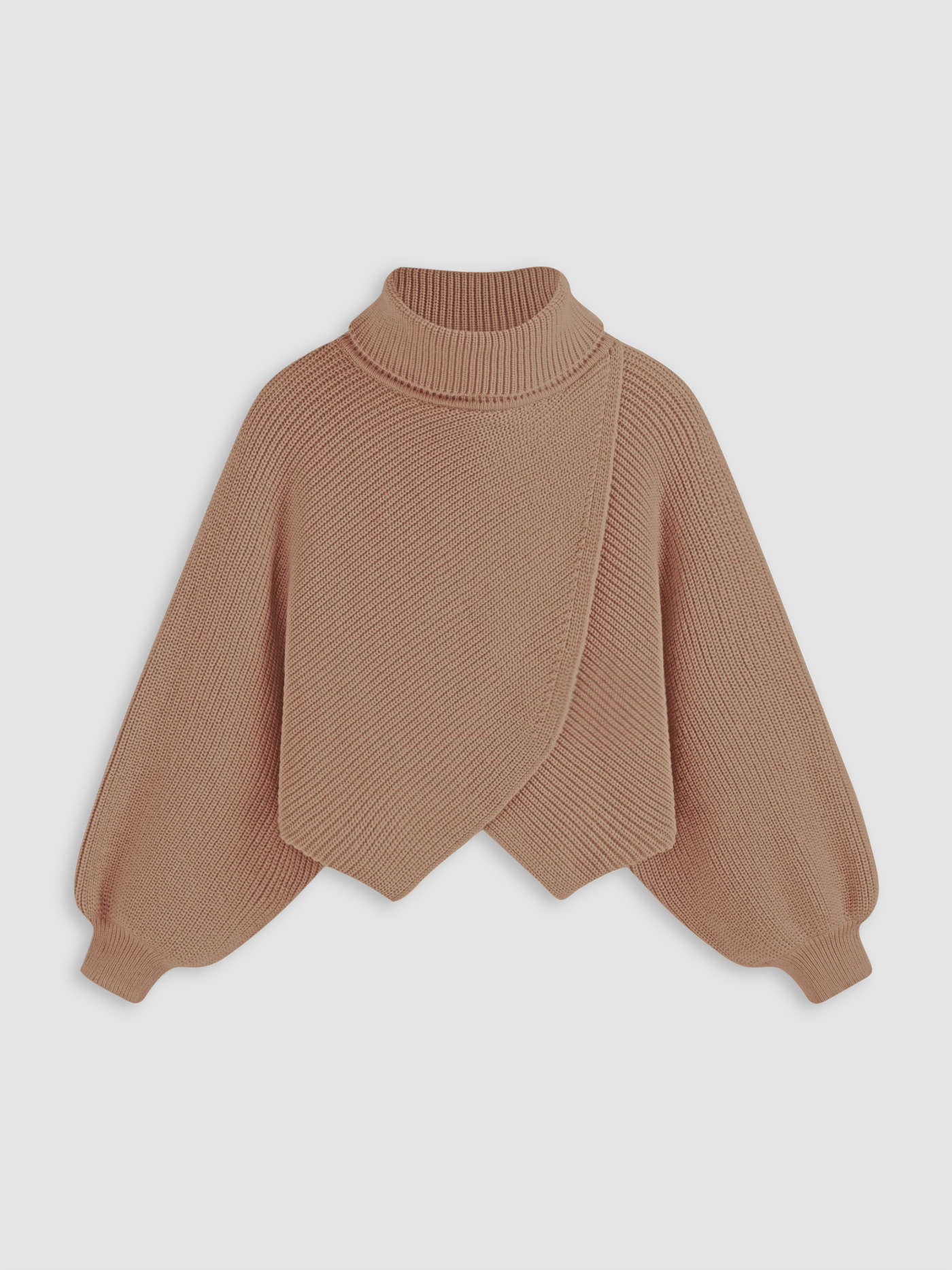 Fall Sweater Knit Fabric High Neck Solid Knitted Long Sleeve Crop Sweater Curve & Plus For Daily ... | Cider