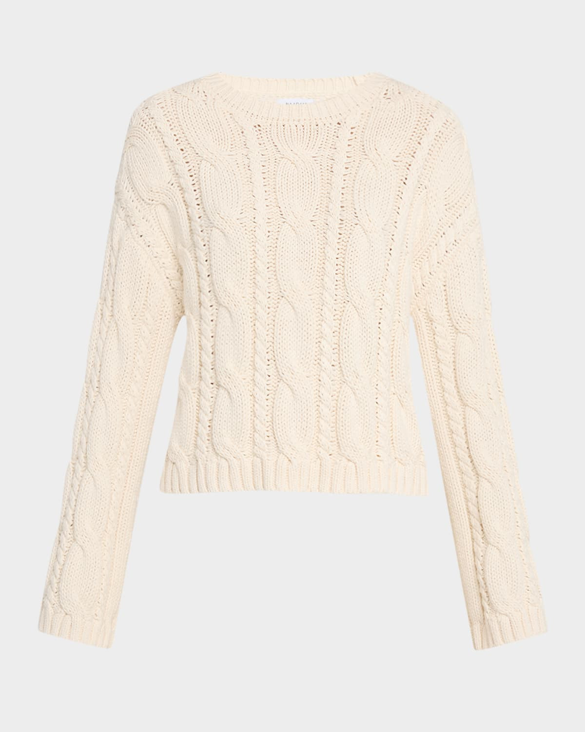 Cable-Knit Luxe Cotton Crewneck Sweater | Neiman Marcus