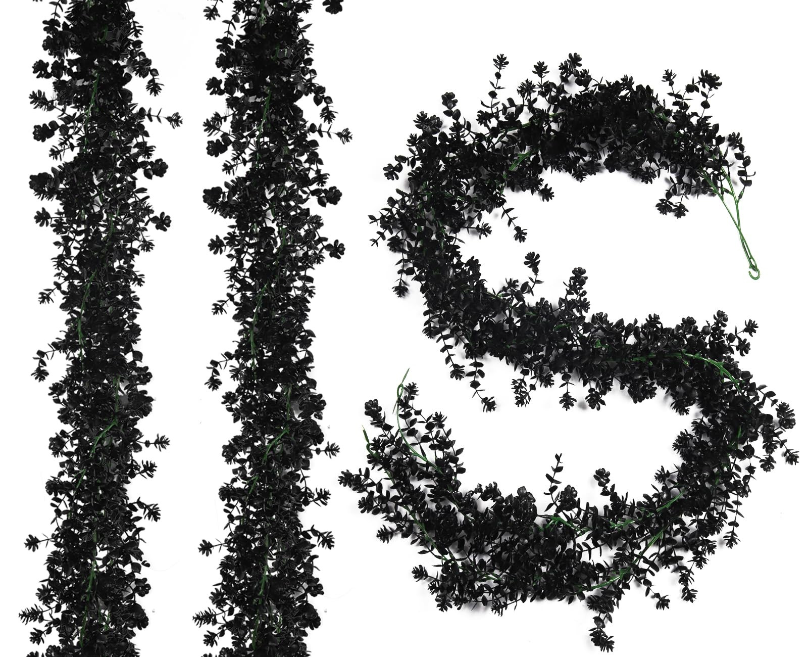 RECUTMS Black Artificial Flowers Black Eucalyptus Garlands Halloween Garland Black Leaf Garland w... | Amazon (US)
