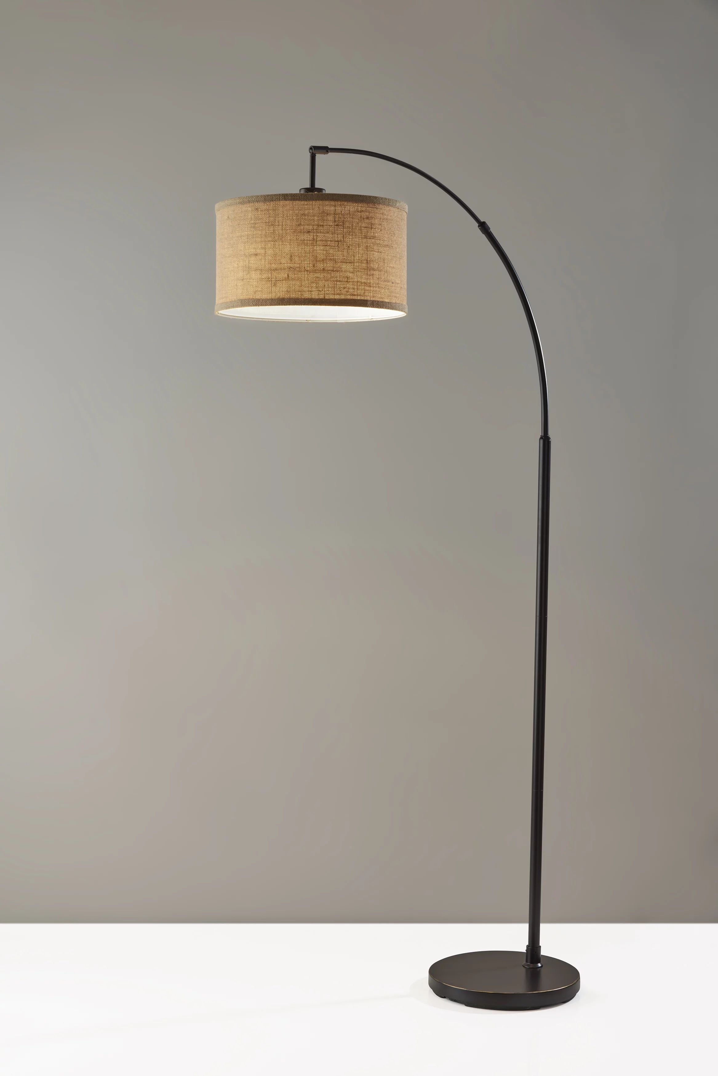 Simplee Adesso Burlap Arc Floor Lamp, Antique Bronze | Walmart (US)