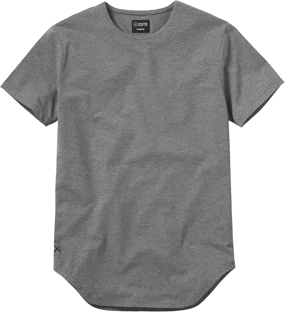 Cuts Clothing Men's Premium AO Crew Neck Casual Short Sleeve T-Shirt | Classic Elongated Hem | PY... | Amazon (US)