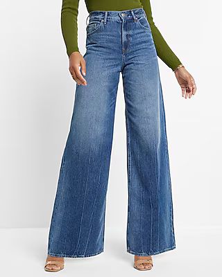 Super High Waisted Medium Wash Baggy Wide Leg Jeans | Express