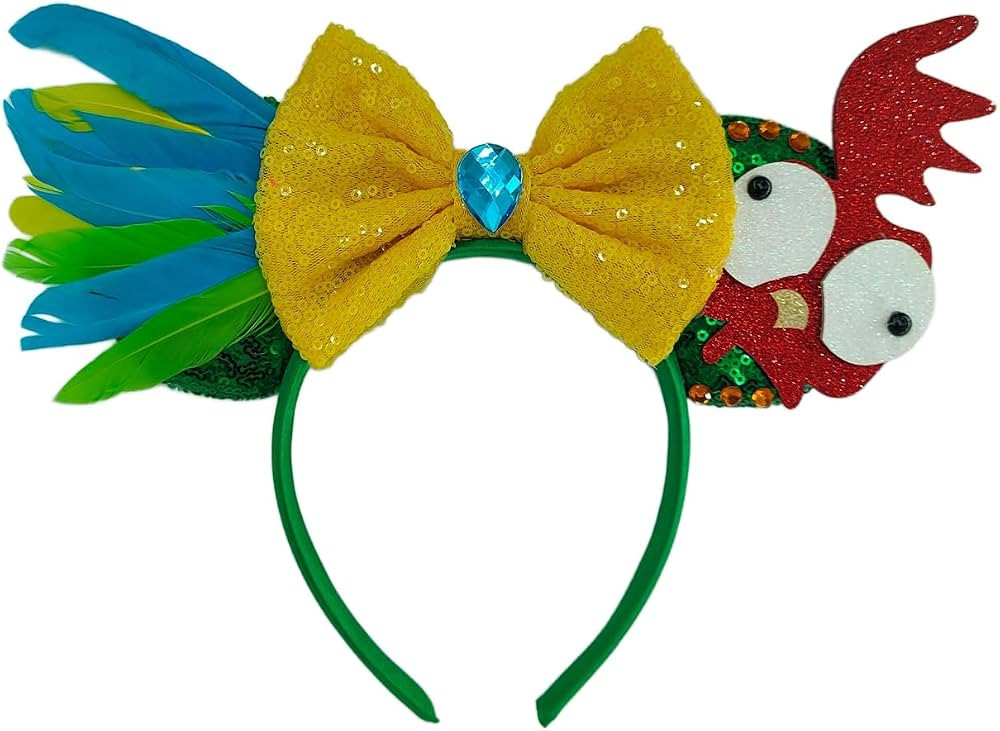 Mouse Ears Headbands With Shiny Sequins Diamond Colorful Feather Decoration, for Girls Moana Them... | Amazon (US)