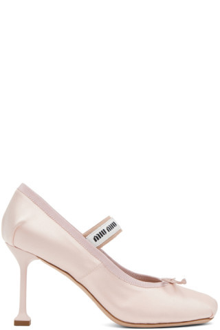 Pink Satin Ballerina Heels | SSENSE