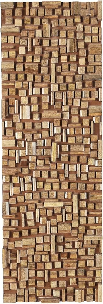 Deco 79 Mango Wood Abstract Handmade Home Wall Decor Geometric Block Panel Wall Sculpture, Wall A... | Amazon (US)