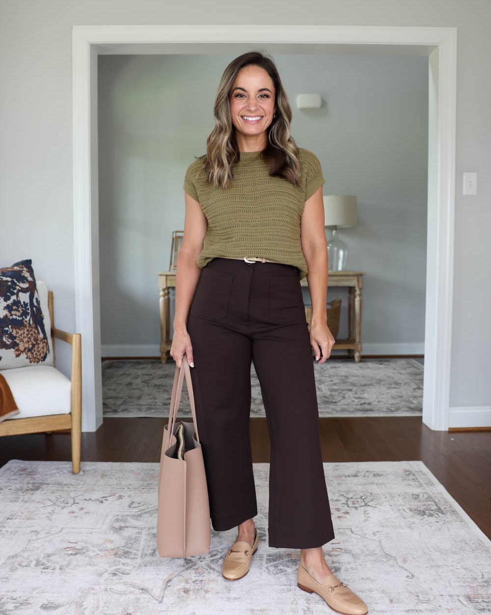 One pair of chocolate brown cropped wide leg ponte pants styled three ways for work!

Pants (Quince): 0 short (11” rise 24” inseam) - very soft and comfortable

Outfit 1:
Top (Banana Republic Factory): xxs
Tote (Quince) - unavailable in the color I have but other colors available
Loafers: true to size in French sand

Outfit 2:
Chocolate brown satin top (Quince): xs
Tote (Quince)
Heels: tts

Outfit 3:
Short sleeve top (LOFT): petite xxs
Shoes: true to size in French sand
Belt: xs in mushroom
Tote: cognac

My measurements for reference: I’m 4’10” and 105lbs. My bust, waist, and hip measurement is 32”, 24”, and 36”.

#LTKSeasonal #LTKPetite #LTKWorkwear