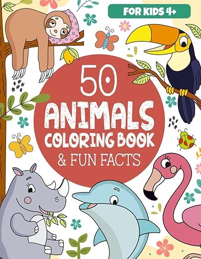 50 Animals Coloring Book & Fun Facts for Kids: Discover a Colorful World of Amazing Animals (Educ... | Amazon (US)