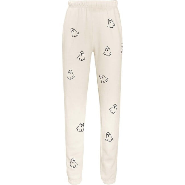 Womens Boo Halloween Ghost Sweatpants, Cream | Maisonette