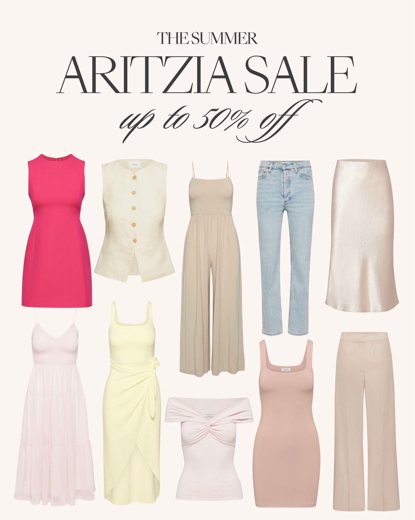 Aritzia sale up to 50% off everything 🙌🏻🙌🏻

Summer sale, summer fashion, jumpsuit, jeans, satin skirt, summer blouse 

#LTKSaleAlert #LTKStyleTip #LTKSeasonal