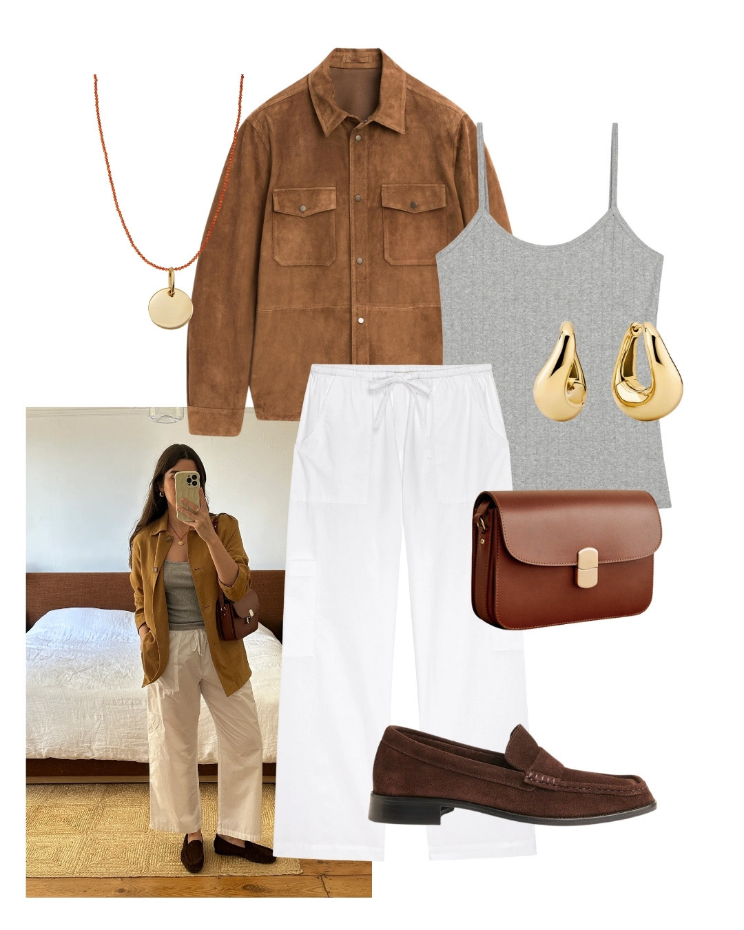 Styling pre-fall, transitional summer looks, wearing a tan suede shirt with linen trousers and chocolate loafers

#LTKstyletip #LTKsummer #LTKautumn