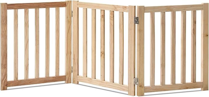 LZRS Solid HardWood Freestanding Pet Gate,Wooden Dog Gates for Doorways,Nature wood Dog Gates for... | Amazon (US)