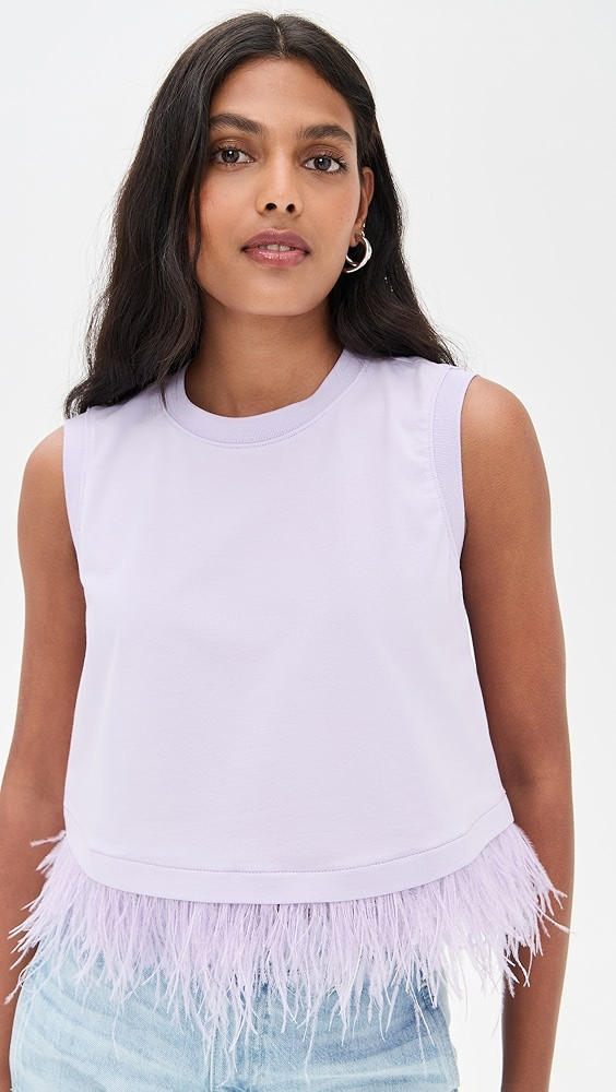 Cinq à Sept Cropped Feather Tee | Shopbop | Shopbop