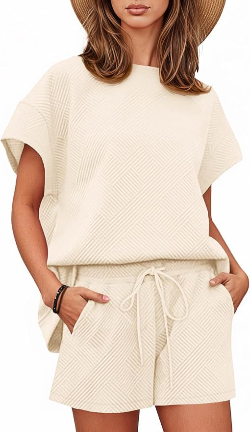 Tankaneo Womens 2 Piece Short Sets Outfits Summer Matching Lounge Set Casual Short Sleeve Tops an... | Amazon (US)