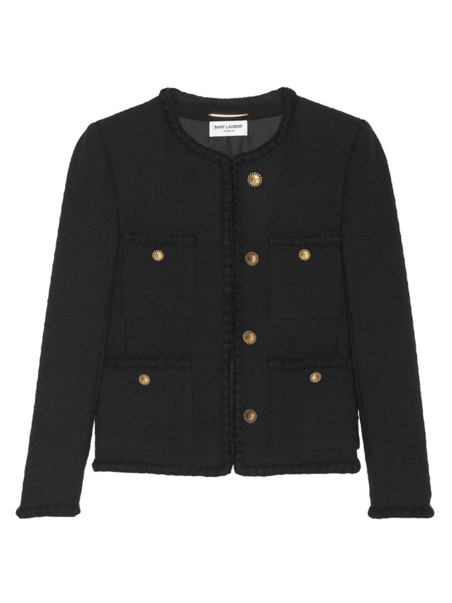 Short Jacket in Diamond-embossed Tweed Jacket | Saks Fifth Avenue