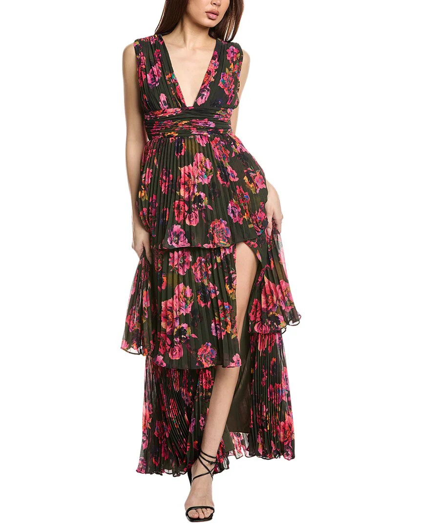 AMUR Fluer Deep V Pleated Gown | Shop Simon