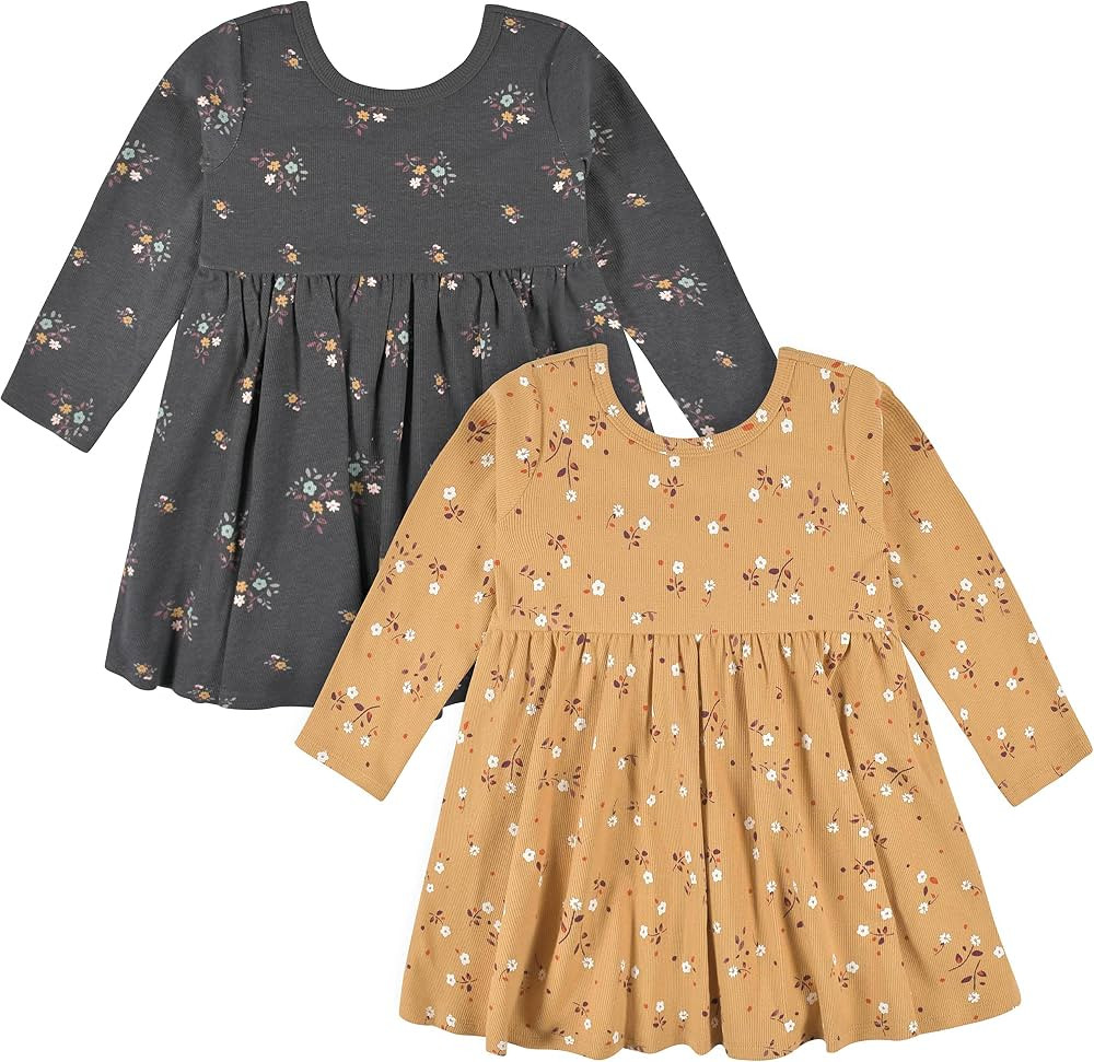 Gerber Baby Girls' Toddler 2-Pack Long Sleeve Dresses | Amazon (US)