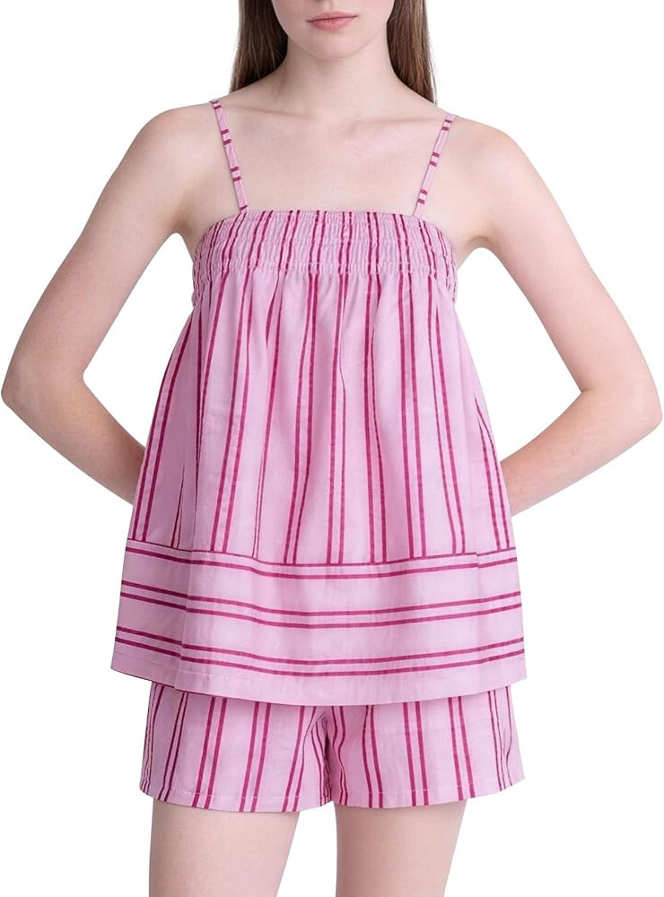 Kissonic Womens Striped 2 Piece Lounge Set Sleeveless Striped Matching Pj Set Cami Top and Shorts... | Amazon (US)