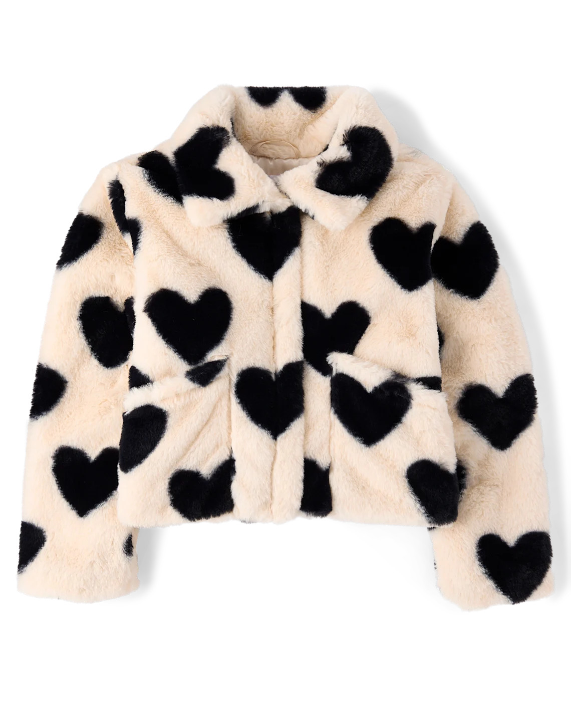Girls Heart Faux Fur Coat - cream | The Children's Place