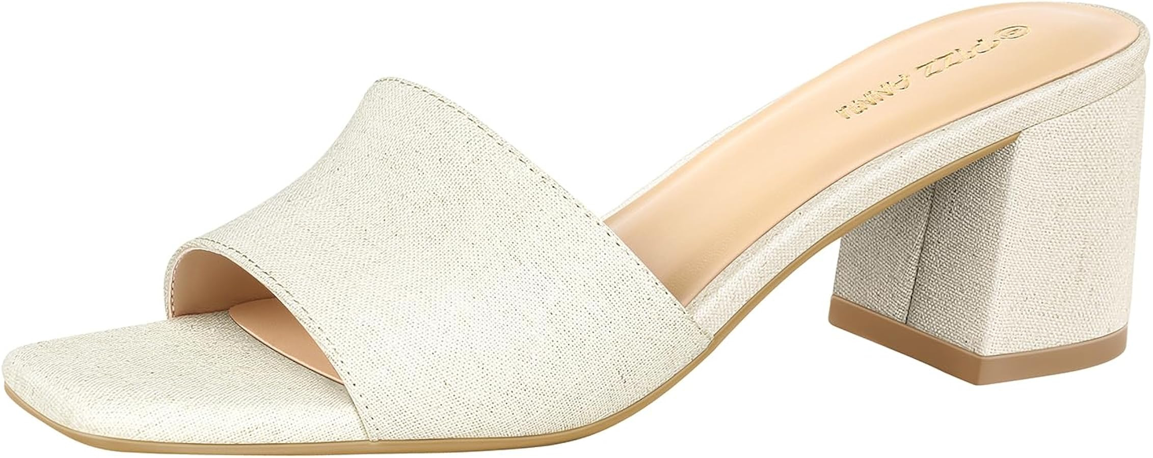 PIZZ ANNU Women's Square Open Toe Heels Sandals Low Block Chunky Heeled Sandal Slip on Mules Comf... | Amazon (US)