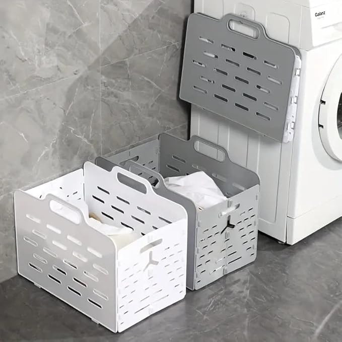 Pack of 3 Large Collapsible Storage Baskets 43L (11.36 Gallons) Modern Plastic Bins Crates with H... | Amazon (US)