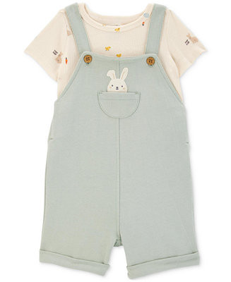 Carter's Baby Girls 2-Pc. T-Shirt & Bunny Shortall Set - Macy's | Macy's
