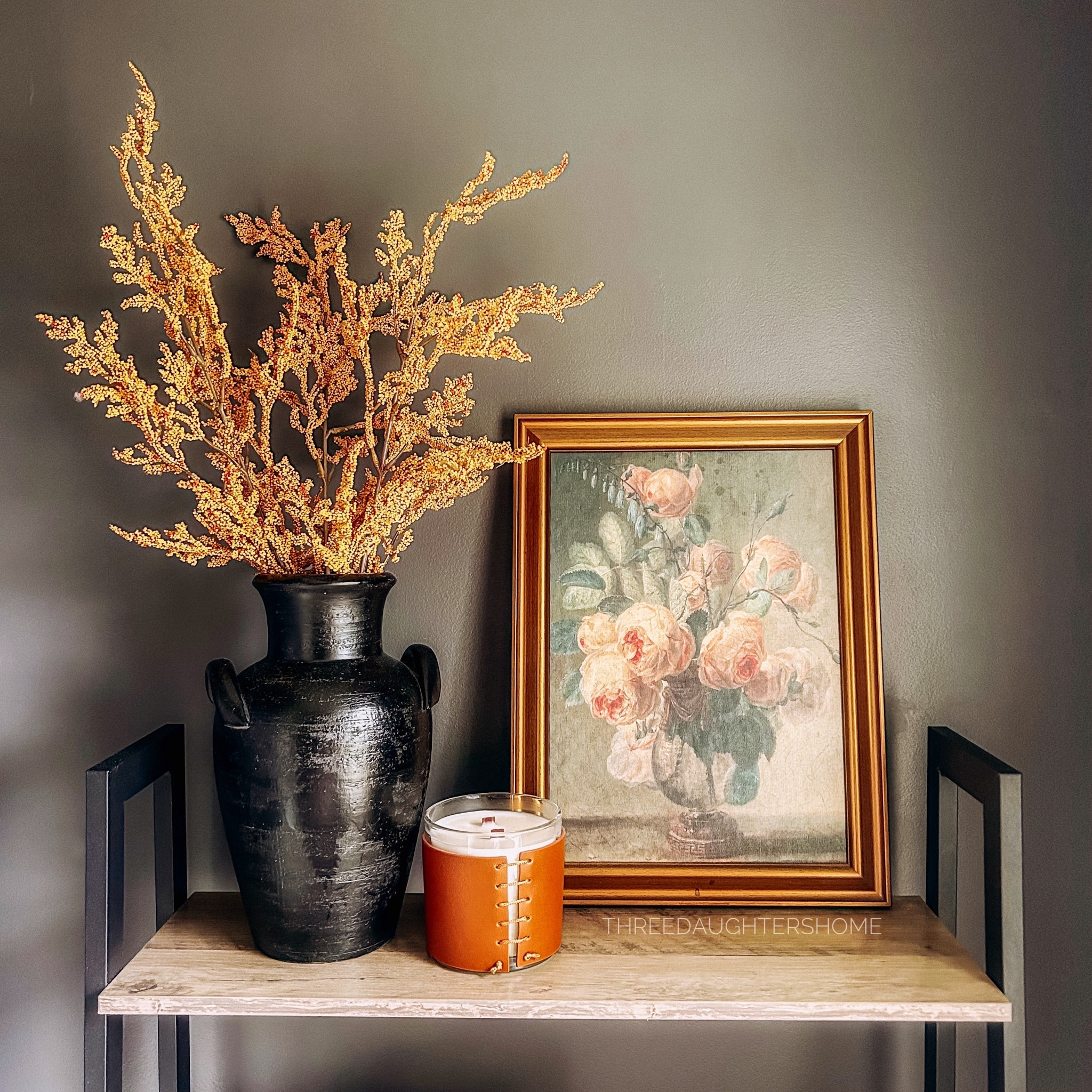 fall decor, moody decor, powder room, bathroom decor, target finds, black vase, fall candle, amber glass candle, vintage art, studio McGee, small bathroom storage

#LTKsalealert #LTKfamily #LTKhome