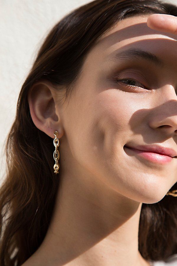 Gold Plated Hoop Earring Set by Free People, Chain Link Set, One Size | Free People (Global - UK&FR Excluded)