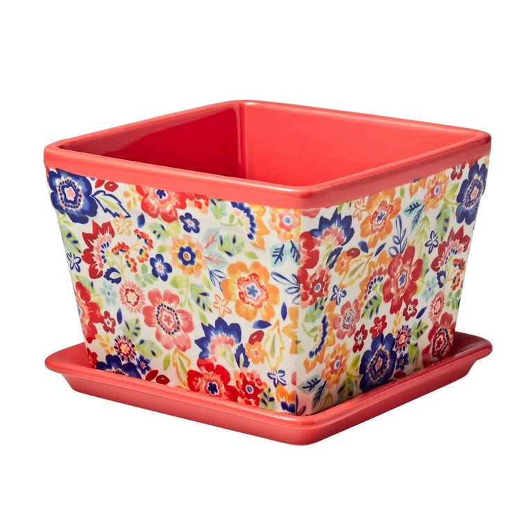 The Pioneer Woman Magic Meadows 7-Inch Square Ceramic Planter | Walmart (US)