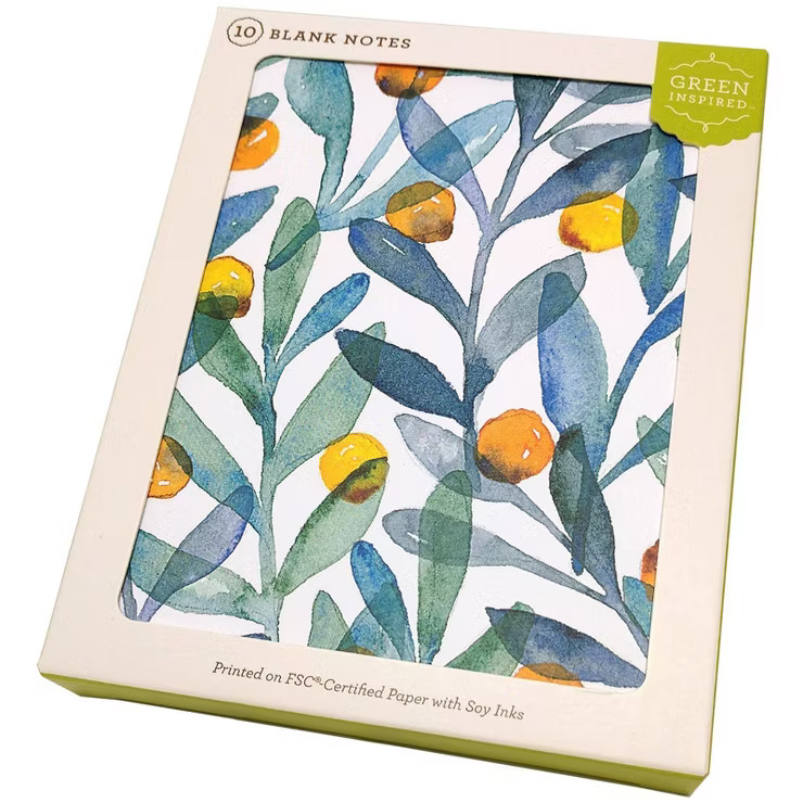 Green Inspired 10ct Citrus Sprigs Blank Cards | Target